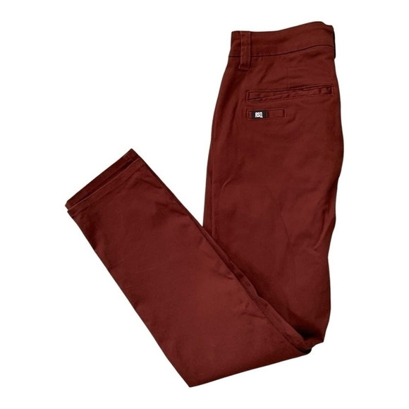 Mens Chinos RSQ Seattle Skinny Tapered Chino Pants Burgundy Red Flat Front Pants - Picture 6 of 9